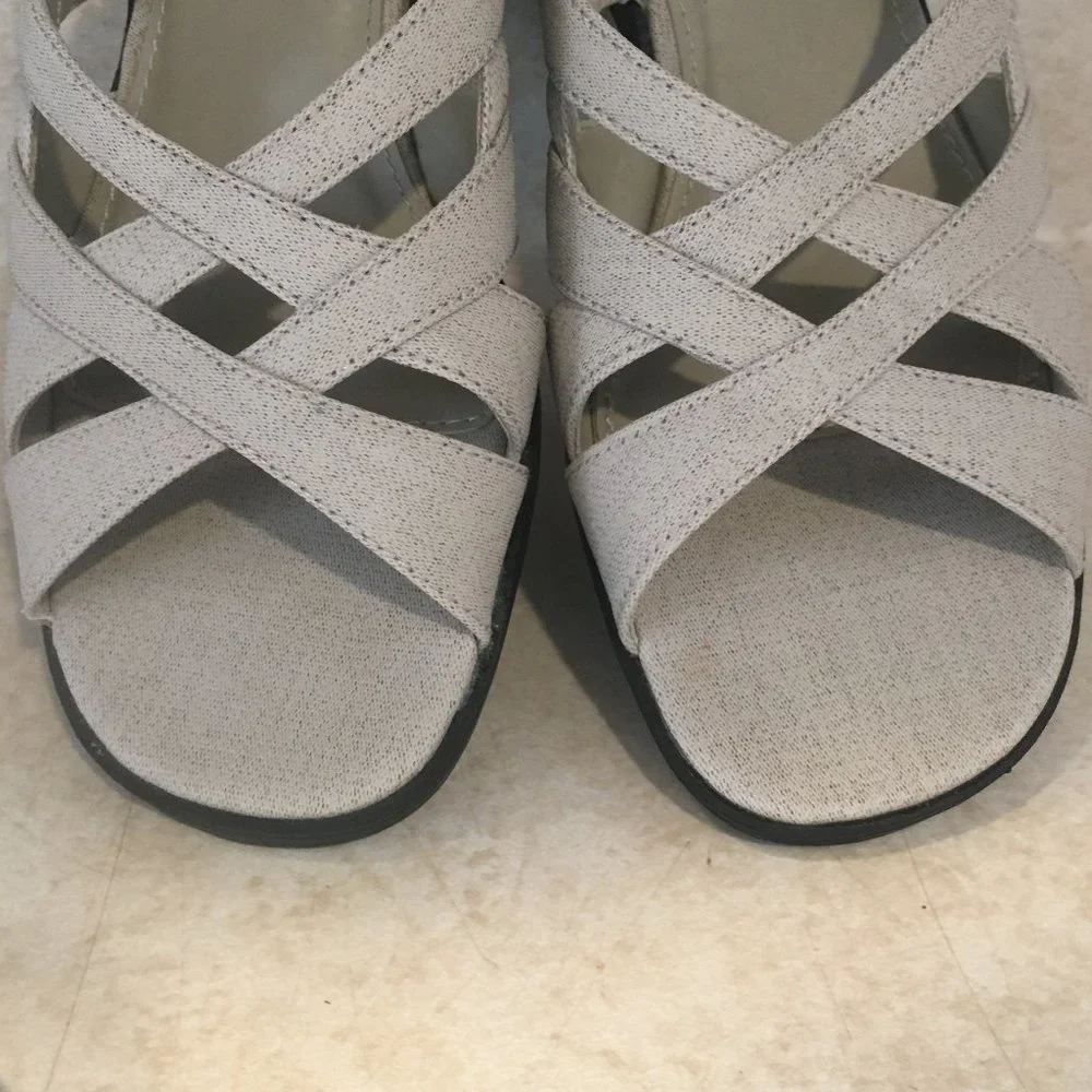 White Stag Linen Open Toe Slip On Sandals